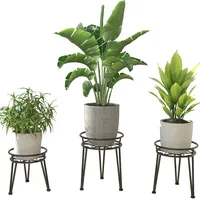 Santentre 3er Set Pflanzenständer, Schwerlast Blumenständer Schwarz Pflanzenregal Outdoor,