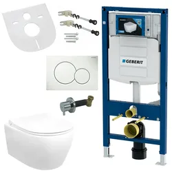 Geberit Hänge Wand Dusch WC Spülrandlos Toilette Taharet/Bidet Ventil Vorwandelement Set