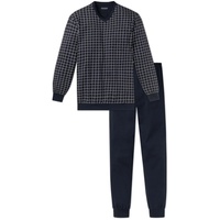 SCHIESSER Herren Pyjama blau Jersey-Baumwolle kariert blau, NOS