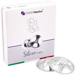 COVERbasics SilverCups Silberhütchen, Stillhütchen aus Silber, Schützt und beruhigt bei wunden und empfindlichen Brustwarzen, Nickelfrei (Regular)