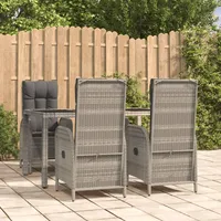Festnight Rattan Gartenmöbel Set 4 Personen Verstellbar Gartenmöbel Set 4 Stühle mit Tisch Sitzgruppe Outdoor Terrassenmöbel Außen Gartentisch mit Stühlen Set Garten Essgruppe mit Hochlehner