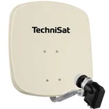 TechniSat DIGIDISH 45 – Satelliten-Schüssel für 4 Teilnehmer (45 cm kleine Sat Anlage - Komplettset mit Wandhalterung, Quattro-Switch-LNB und An-Rohr-Fitting) beige