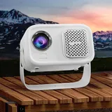 Mini Beamer Handy, Bluetooth WiFi 1080P Beamer Full HD, Heimkino Video Projektor,Tragbarer Filmprojektor Led Support 4K, compatible with iOS/HDMI USB - Weiß