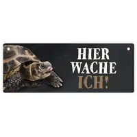 Trendaffe Metallschild mit Schildkröte Motiv und Spruch: Hier wache