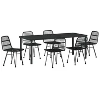 VidaXL 7-teiliges Garten-Ess-Set Schwarz Poly Rattan