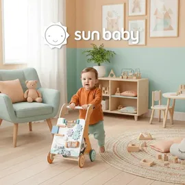 Labebe Lauflernwagen aus Holz für Babys ab 1 Jahr Laufwagen Holz-Walker Holzwagen Gehhilfe für Kleinkinder - Bunt