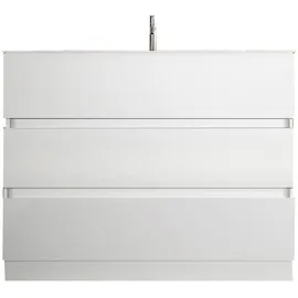 WELLTIME Waschtisch WELLTIME "Start, Breite 80 cm, 2 bzw. 3 Schubkästen", weiß, B:80cm H:85cm T:45cm, Waschtische, Waschtisch, Badmöbel, Soft-Close, Keramik-Einsatzbecken, Weiß Hochglanz Lack