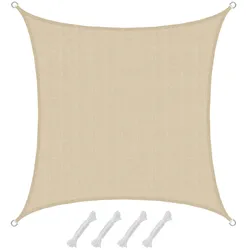 AMANKA UV Sonnensegel 3x3 m HDPE Quadrat Sonnenschutz Überdachung Garten Balkon Beige