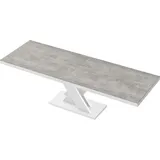 Design Esstisch Tisch HEN-111 Grau Beton - Weiß Hochglanz ausziehbar 160 bis 256 cm - Grau