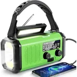 Notfall Hand Kurbel Radio, 10000mah/37000mwh Solar Radio Noaa/am/fm Wetter Radio, Notfall Handy Ladegerät Dynamo Radio Mit Multifunktions Led Taschenlampe Für Indoor Outdoor Notfälle,grün.