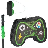 Relaxdays Piñata Set 3-TLG. Controller mit Stab und Maske 28 cm x 42 cm Bunt