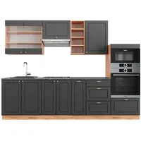 Vicco Küchenzeile Anthrazit Landhaus/Goldkraft Eiche 280 cm, AP Anthrazit
