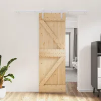 Festnight Schiebetür mit Beschlag Schiebetürsystem Schiebetür Holz Schiebetüren Komplettset Holz Schiebetür Komplettset mit Tür Holztür Holzschiebetür Komplettset 70x210 cm-Typ 4