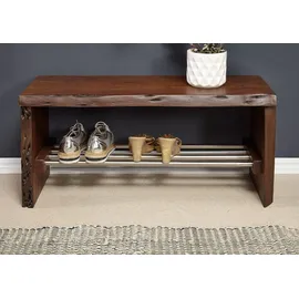 Massivmoebel24 Schuhbank Akazie 81 x 30 x 40 cm braun lackiert / braun