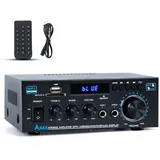 NEOHIPO HiFi-Verstärker AK45 Mini Bluetooth 5.0 Stereo-Audioverstärker Receiver 12V/ 220V 300Wx2 Kanäle Digitale Endverstärker Soundverstärker w/UKW-Radio, SD/USB in, für Zuhause oder Auto