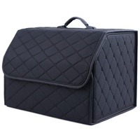 Autoleder Kofferraum-Organizer Taschen Kofferraumtasche für Citroen ami AMI Xsara Picasso Berlingo C1 C2 C3 Aircross C4 Zusammenklappbarer Kofferraumtasche Autozubehör, Black L