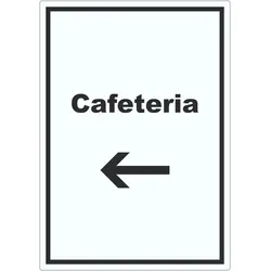 Cafeteria Aufkleber mit Text und Richtungspfeil links Selbstbedienung hochkant A0 (841x1189mm)