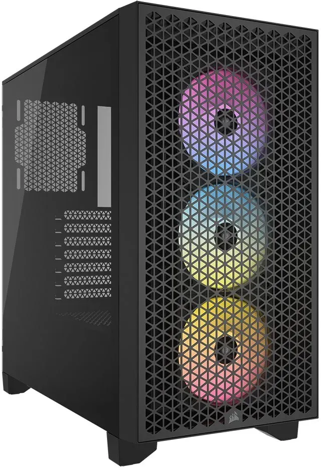 Corsair PC-Gehäuse 3000D RGB Airflow Tempered Glass Mid-Tower, Black, RGB schwarz