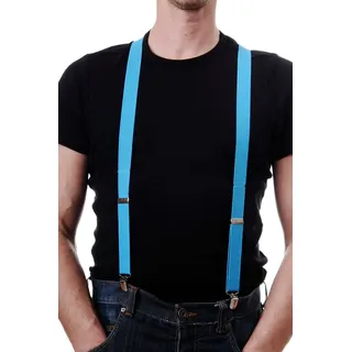 DRESS ME UP - Halloween Karneval Hosenträger Suspenders Blau Hellblau W-068B-Blue - **Erwachsene**