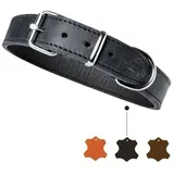 Freudentier Hundehalsband aus Fettleder schwarz 44,5 cm, 1,8 cm