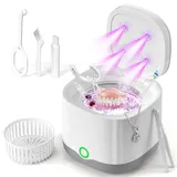 Ultraschallreinigungsgerät Zahnschiene UV 45000Hz 30W Dental Pod für Zahnersatz, Aligner, Mundschutz, Bleaching-Schalen, Ultraschallreiniger 5 Minuten Reinigung für Schmuck, Diamanten 200ml