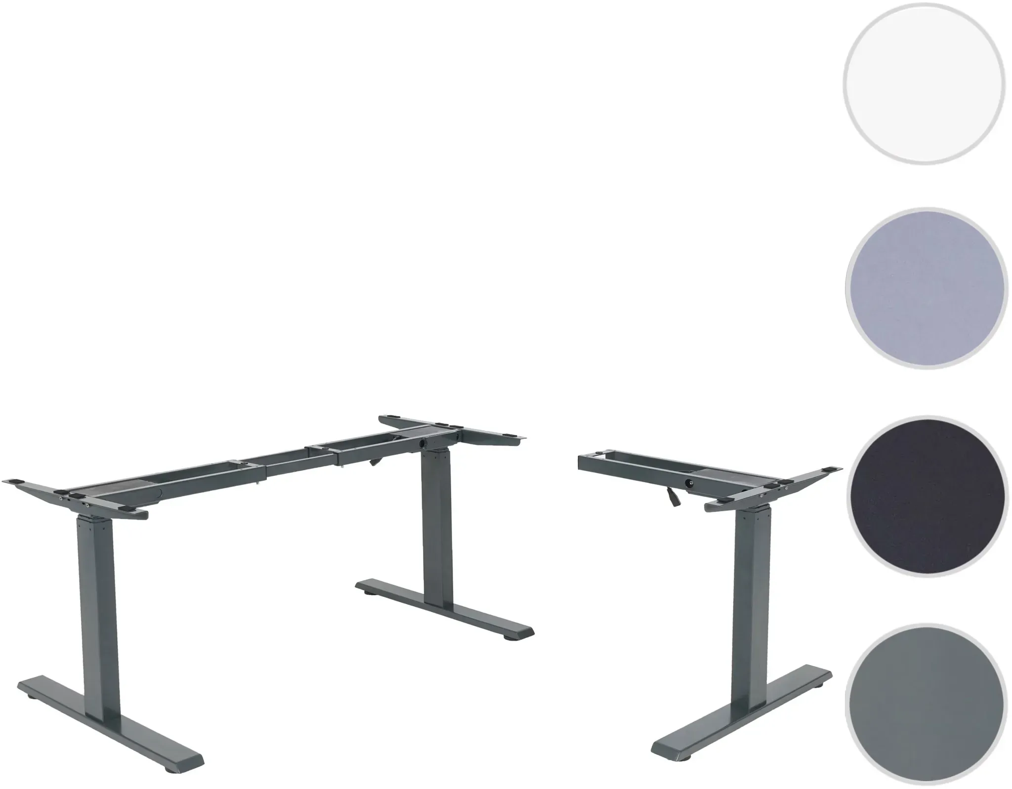 Gestell HWC-D40, variables Tischgestell für Eck-Schreibtisch, elektrisch höhenverstellbar Memory 45kg ~ anthrazit-grau