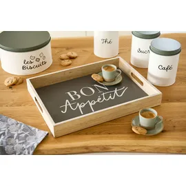 Zeller Tablett Bon Appetit 40 x 30 cm Holz Grau Anthrazit