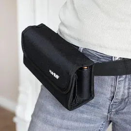 HMF Kellner Geldbörse mit verstellbarem Gürtel, Kellnertasche mit Euro-Geldwechsler und Reißverschlussfach 20,5 x 10 x 6,5 cm Schwarz