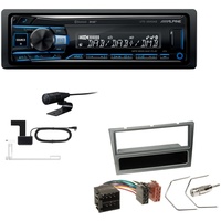 Alpine UTE-204DAB 1 DIN Autoradio DAB+ Bluetooth USB AUX-IN passend für Opel Corsa C 2000-2004 Aluminium