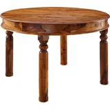 Massivmoebel24 Esstisch rund Akazie 140x140x76 honig lackiert OXFORD #0333