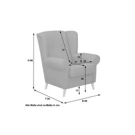 Max Winzer Ohrensessel Anton Flachgewebe 88 x 99 x 0 cm Grau