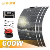 600W Flexibel Solarpanel Monokristallin Solarmodul Set 18V für Wohnmobil Boot Camp