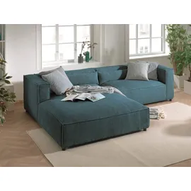 best mobilier Ela Ecksofa links, – aus cordsamt – zeitgenössischer Stil Entenblau