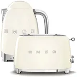 Wasserkocher SMEG 50's Retro Style 1,7l LED Anzeige Creme + Toaster SMEG 50's Retro St