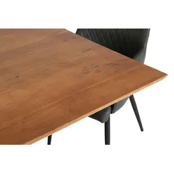 Esstisch 200x100cm Akazie massiv nussbaumfarben schweizer Kante Spider-Gestell ABBY