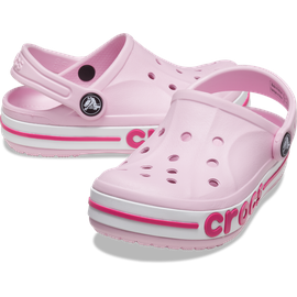 Crocs Bayaband Clogs für Mädchen und Jungen mit Fersenriemen für sicheren Halt 33-34 EU Ballerina Pink/Candy Pink