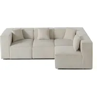 Lisa Design Arty - modulares Ecksofa rechts 5-Sitzer - Cord , Beige - Beige