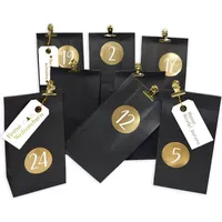 Frau WUNDERVoll® Adventskalender Weihnachtszeit, Blockbodenbeutel matt schwarz, Ziffern gold - Schwarz