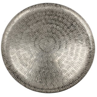 Macosa Home Dekotablett Silber Metall gehämmert 30 cm Tablett Dekoschale Schale (Dekoratives Tablett im modernen Stil, Dekoteller rund 30 cm Wohnzimmerdeko), Tablett rund Metall Silber gehämmert Dekoschale Deko-Tablett silberfarben