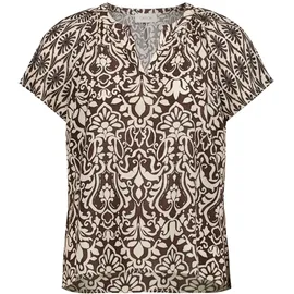 Cartoon Shirtbluse mit Rüschen Patch Braun/Cream 42