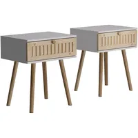 Vichy Vicco Nachttisch, Holk, Weiss/Kiefer, 40 x 47 cm