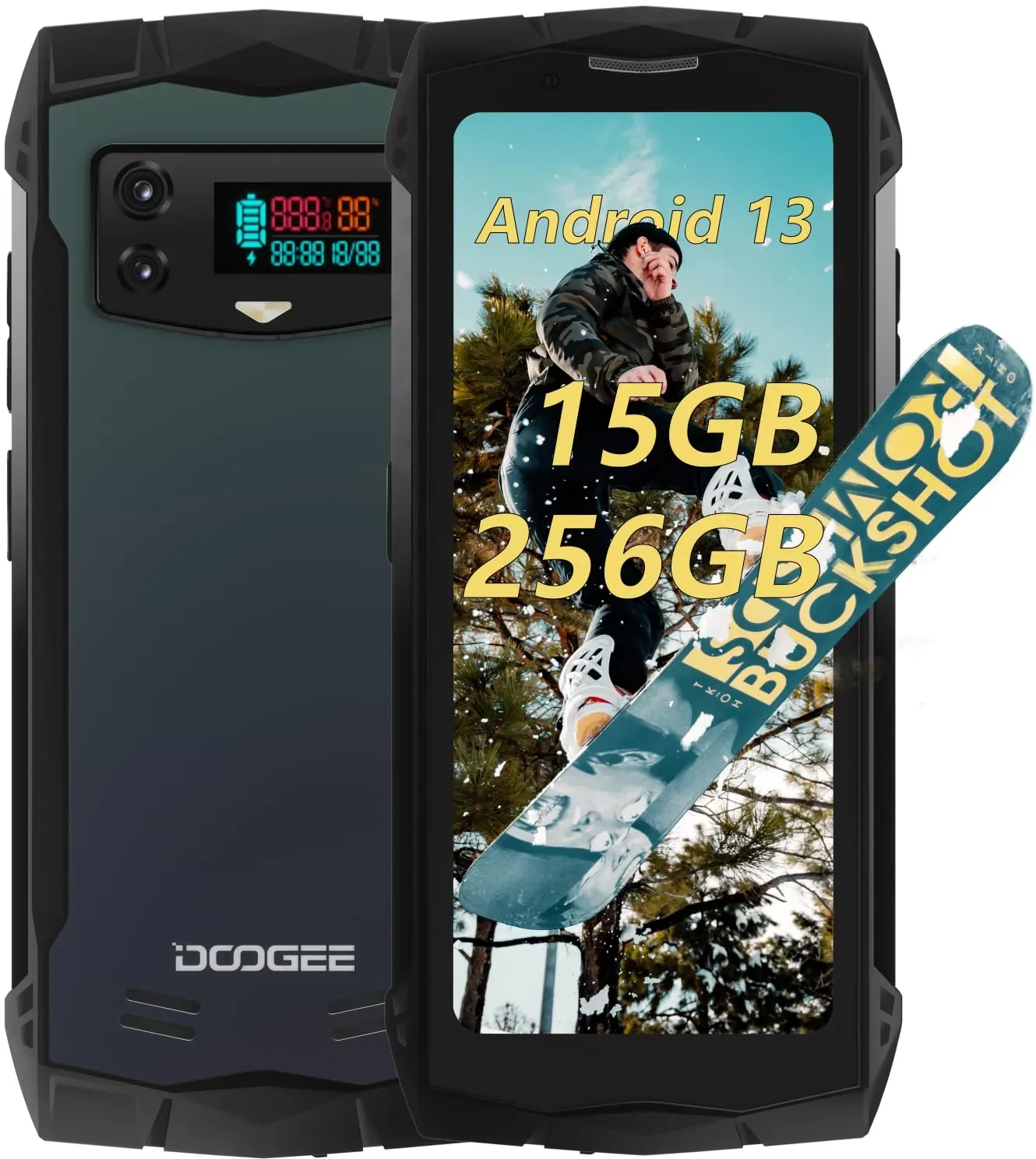 DOOGEE Smini Outdoor Handy Ohne Vertrag, 5GB+256GB TF 2TB Outdoor Smartphone 4.5 Zoll, Helio G99 & 3000mAh & 50MP, Handy Outdoor Android 13, IP68 Handy mit NFC & Face ID & GPS, Schwarz