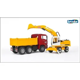 Bruder 02751 - MAN TGA Kipplastwagen mit Liebherr Schaufelbagger 1:16