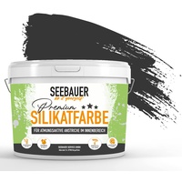 SEEBAUER diy® Silikatfarbe Schwarz für Innen (No. 100 Black Pearl 5,0 Liter) Mineralfarbe Schwarztöne hohe Deckkraft