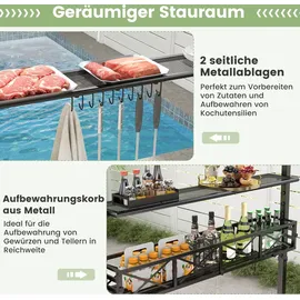 Costway Grillpavillon 2,5 x 1,53 m Dunkelgrau/Schwarz