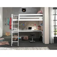 Vipack Hochbett Pino 140 x 200 cm Kiefer massiv weiß lackiert