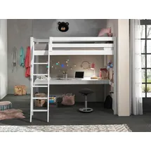 Vipack Hochbett Pino 140 x 200 cm Kiefer massiv weiß lackiert