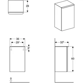 Geberit Smyle Square Seitenschrank mit 1 Tür