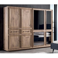 Casa Padrino Luxus Schlafzimmerschrank Braun 262 x 72 x H. 216 cm - Moderner Massivholz Kleiderschrank mit 2 Schiebetüren - Luxus Schlafzimmer Möbel