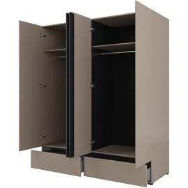 otto home Drehtürenschrank OTTO HOME "Cross, moderner griffloser Kleiderschrank", braun (congo), B:180cm H:210cm T:59,5cm, FSC-zertifizierter Holzwerkstoff, Melamin, Metall, Schränke, Drehtürenschrank, Wäscheschrank mit Schublade, Garderobe, Türen